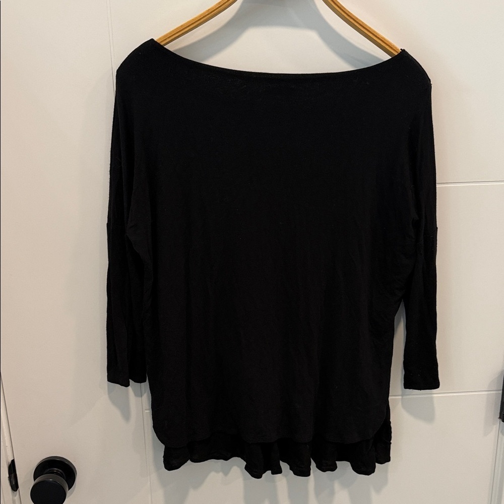Kimichi Blue Black Women's Boatneck Long Sleeve Top size small